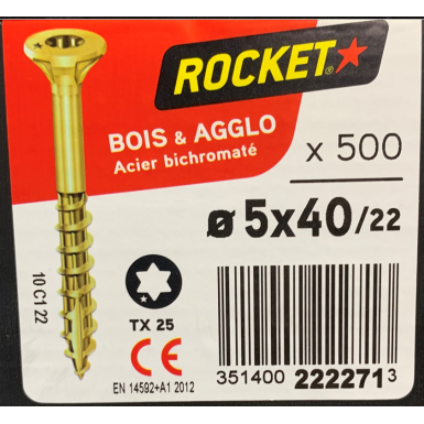 Vis bois rocket étoile 5x40 boite/500u