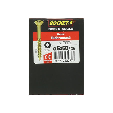 Vis bois rocket étoile 6x60 boite/200u