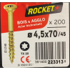 Vis bois rocket étoile 4.5x70 boite/200u