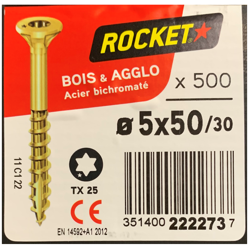 Vis bois rocket étoile 5x50 boite/500u