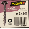 Vis bois penture noir rocket étoile 7x60 boite/100u