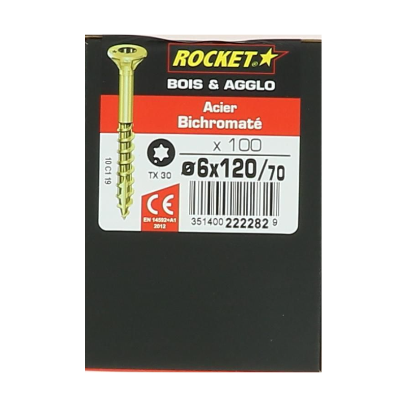 Vis bois rocket étoile 6x120 boite/100u