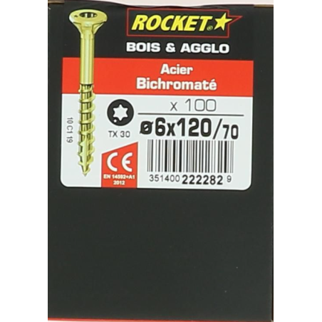 Vis bois rocket étoile 6x120 boite/100u