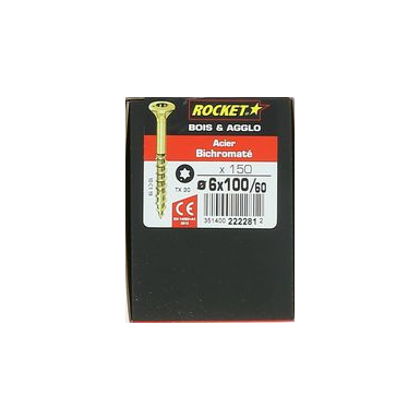 Vis bois rocket étoile 6x100 boite/150u