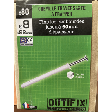 Cheville a frapper 8x92 boite en carton de 80...