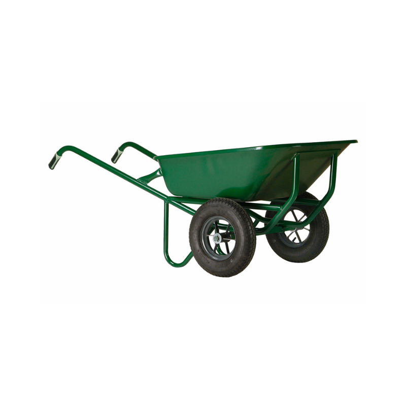 Brouette pro 150L verte 2 roues gonflables